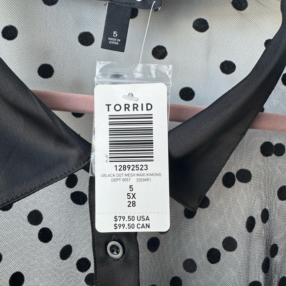 Torrid Black Flocked Mesh Button Front Tiered Duster Kimono 5 NWT - Picture 5 of 5